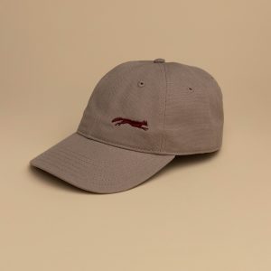 Hat Taupe with Maroon Fox